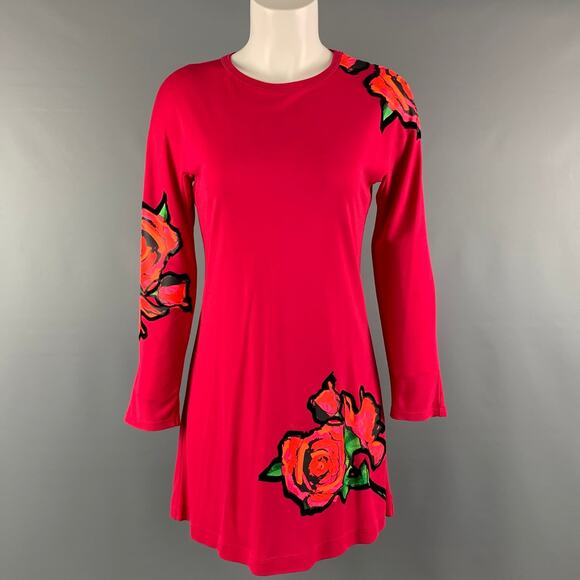 LOUIS VUITTON Size 4 Red Multi-Color Viscose Floral Long Sleeve Dress - Picture 1 of 6